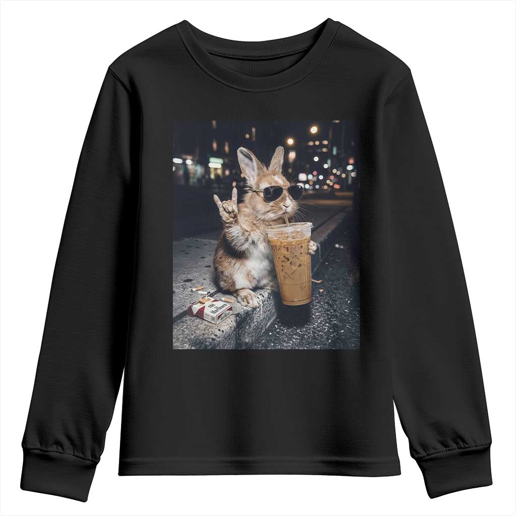 Funny Bunny Drinking Diet Coke Youth Sweatshirt Vintage 90s Graphic Meme TS14 Black Print Your Wear