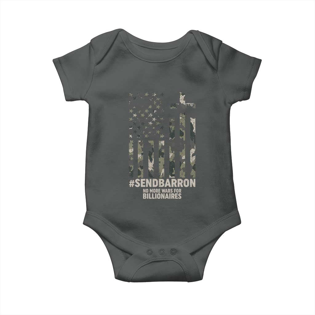 Send Barron Baby Onesie Vintage American Flag Camo Hashtag Protest Meme TS14 Dark Heather Print Your Wear