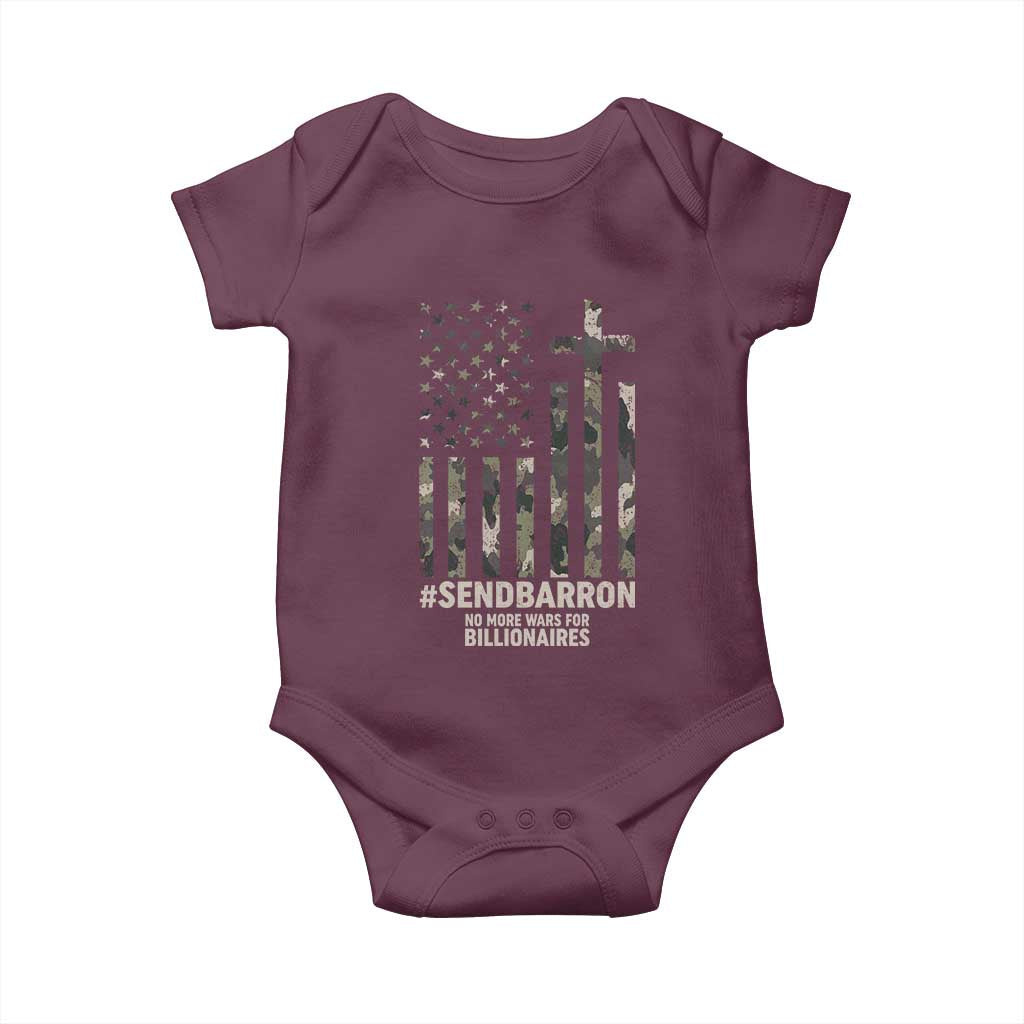 Send Barron Baby Onesie Vintage American Flag Camo Hashtag Protest Meme TS14 Maroon Print Your Wear