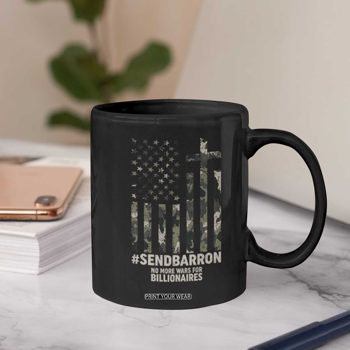 Send Barron Coffee Mug Vintage American Flag Camo Hashtag Protest Meme TS14 Print Your Wear