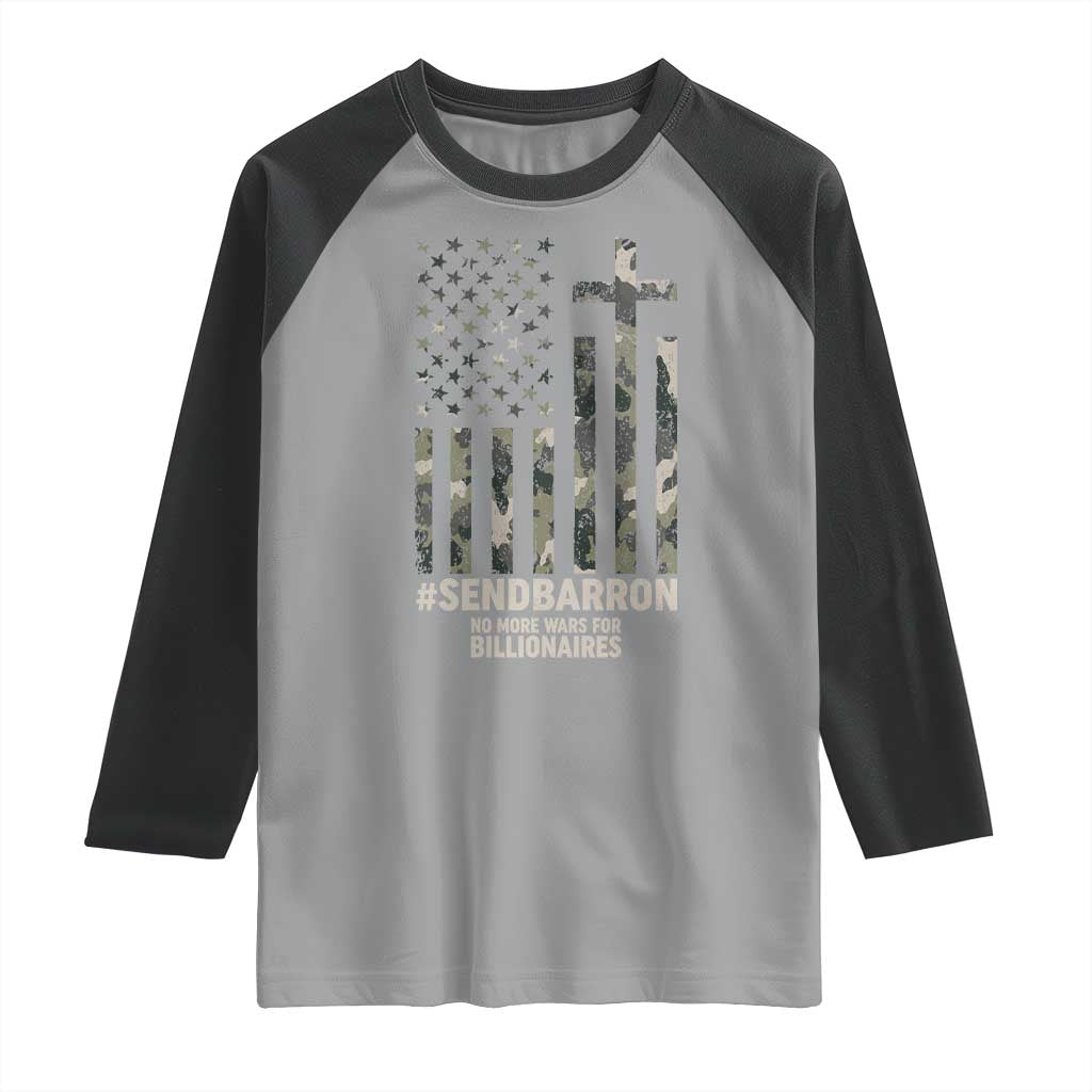 Send Barron Raglan Shirt Vintage American Flag Camo Hashtag Protest Meme TS14 Sport Gray Black Print Your Wear