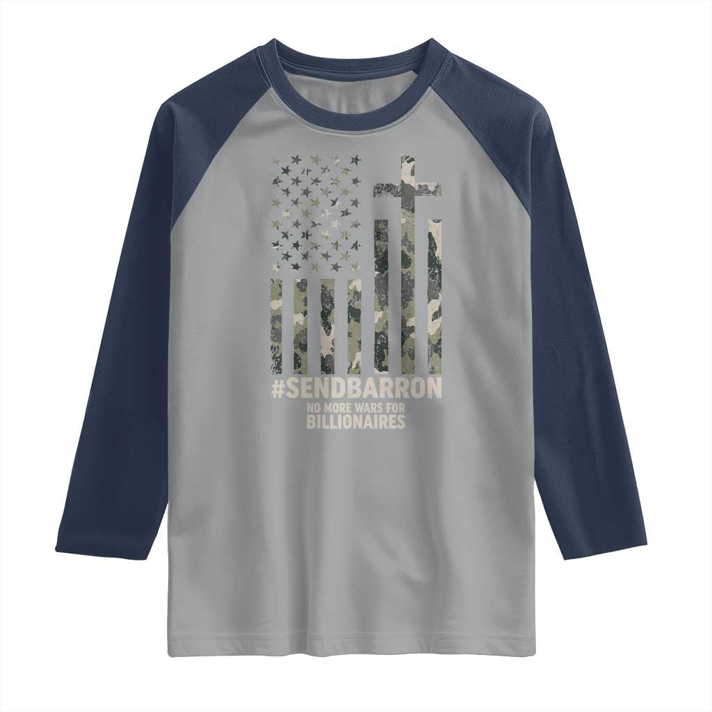 Send Barron Raglan Shirt Vintage American Flag Camo Hashtag Protest Meme TS14 Sport Gray Navy Print Your Wear