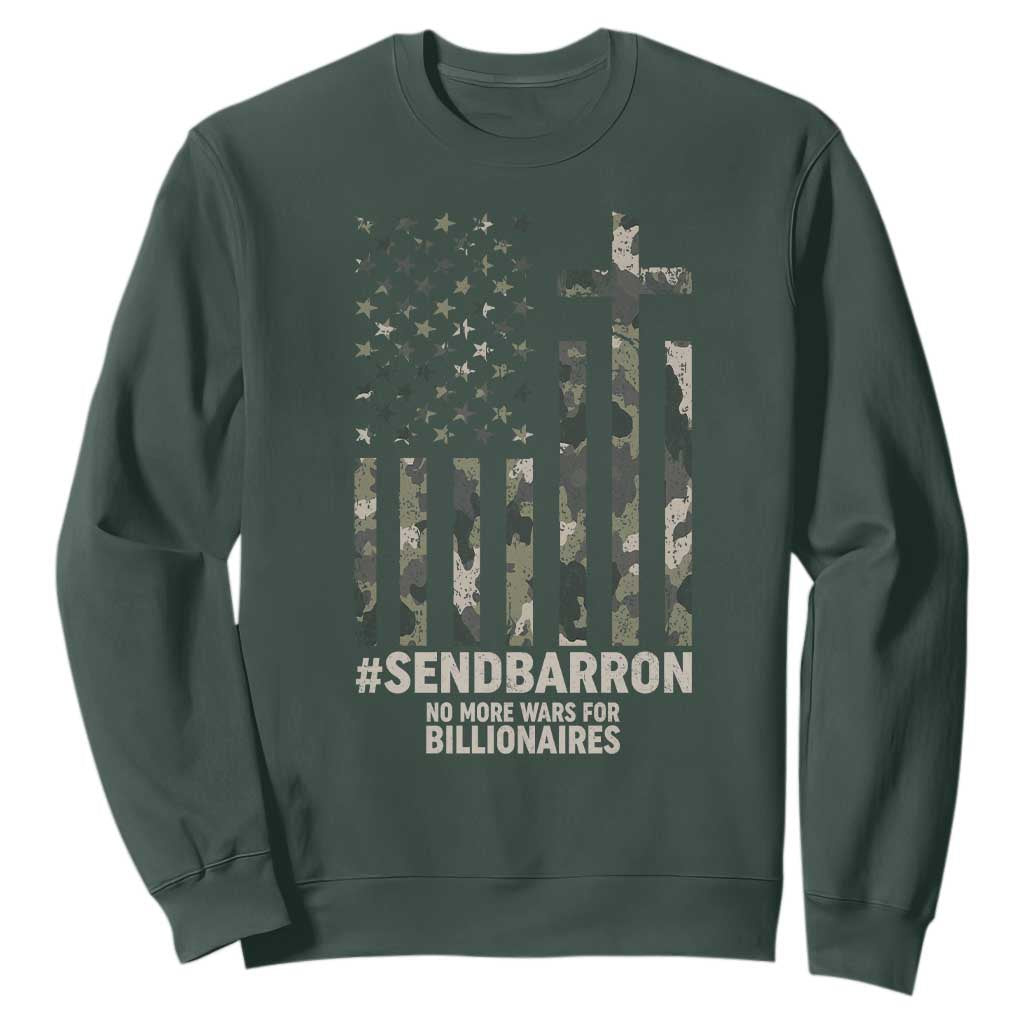 Send Barron Sweatshirt Vintage American Flag Camo Hashtag Protest Meme TS14 Dark Forest Green Print Your Wear