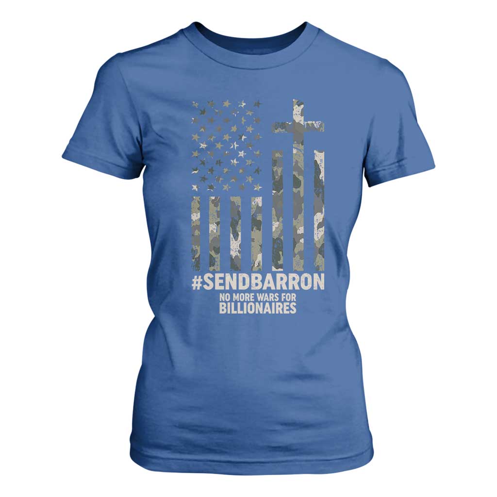 Send Barron T Shirt For Women Vintage American Flag Camo Hashtag Protest Meme TS14 Royal Blue Print Your Wear