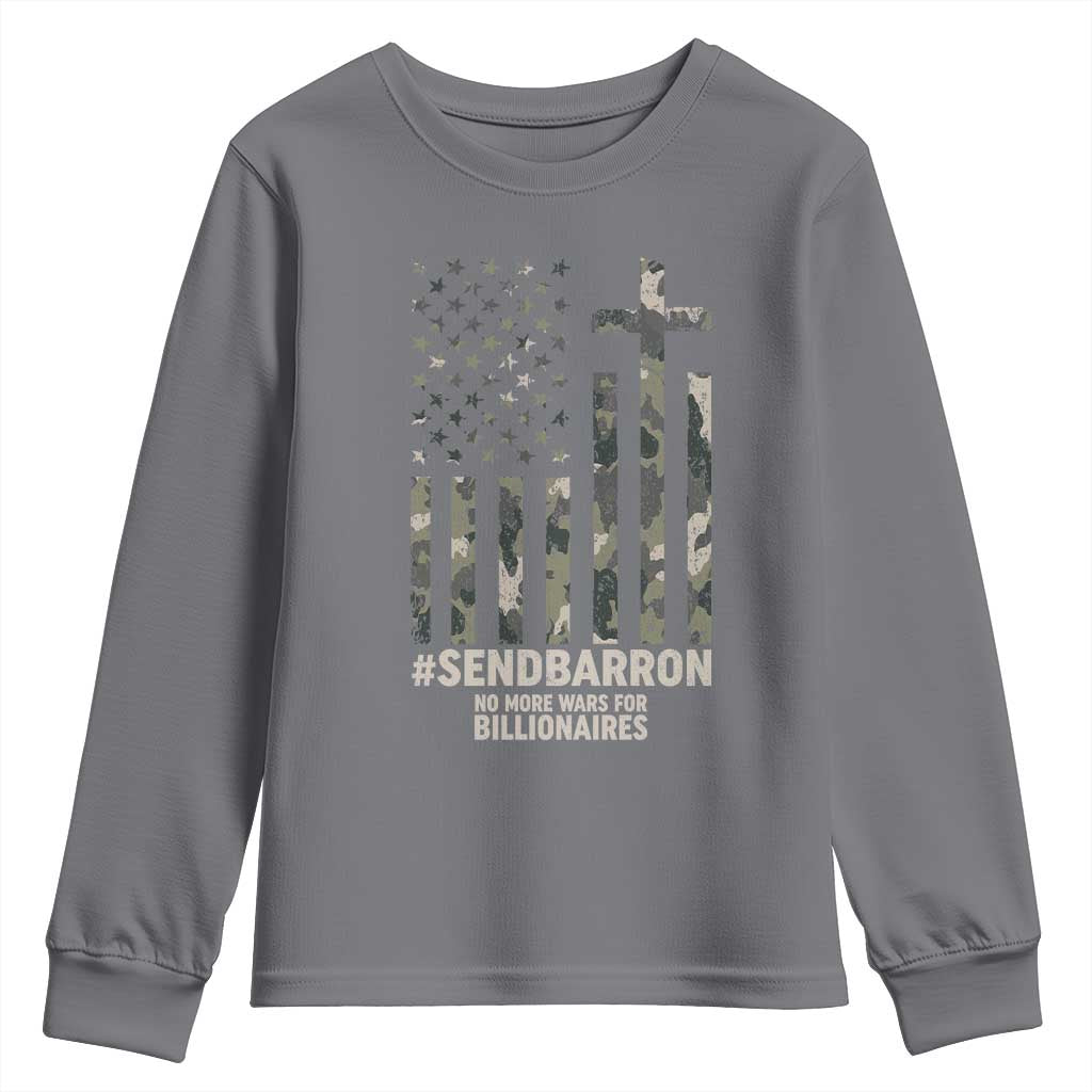 Send Barron Youth Sweatshirt Vintage American Flag Camo Hashtag Protest Meme TS14 Charcoal Print Your Wear