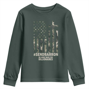 Send Barron Youth Sweatshirt Vintage American Flag Camo Hashtag Protest Meme TS14 Dark Forest Green Print Your Wear