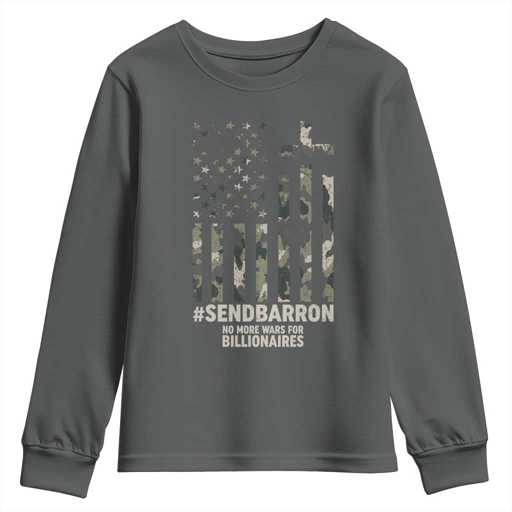 Send Barron Youth Sweatshirt Vintage American Flag Camo Hashtag Protest Meme TS14 Dark Heather Print Your Wear