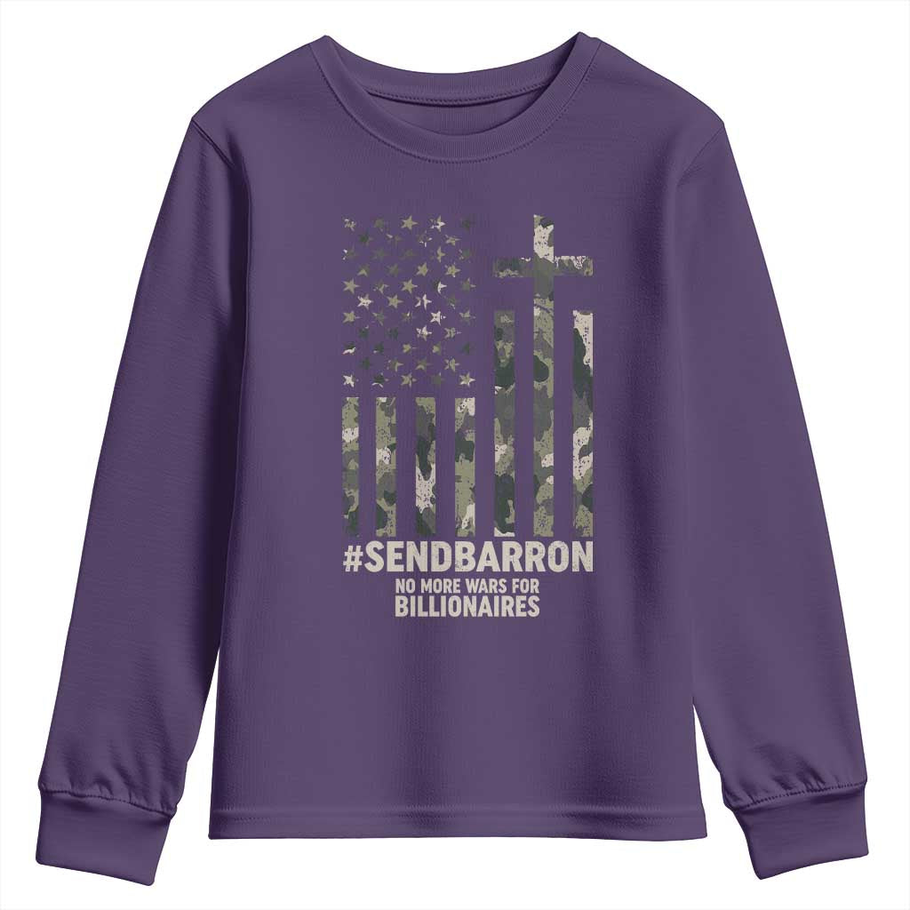 Send Barron Youth Sweatshirt Vintage American Flag Camo Hashtag Protest Meme TS14 Purple Print Your Wear