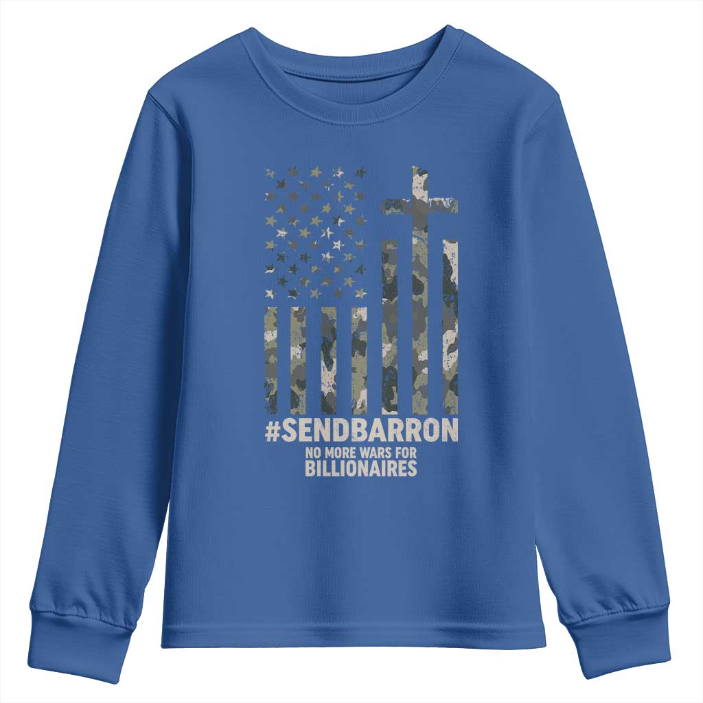 Send Barron Youth Sweatshirt Vintage American Flag Camo Hashtag Protest Meme TS14 Royal Blue Print Your Wear