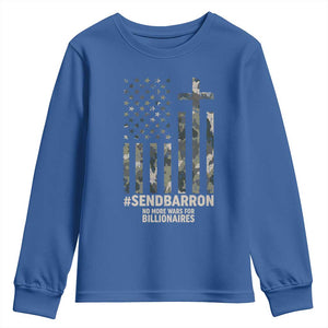 Send Barron Youth Sweatshirt Vintage American Flag Camo Hashtag Protest Meme TS14 Royal Blue Print Your Wear
