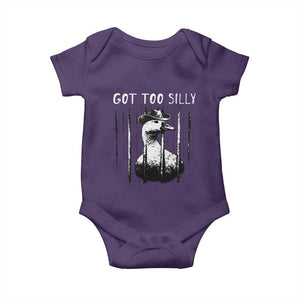 Got Too Silly Goose Meme Baby Onesie Funny Cowboy Goose Jailbird Prison TS14 Purple Print Your Wear