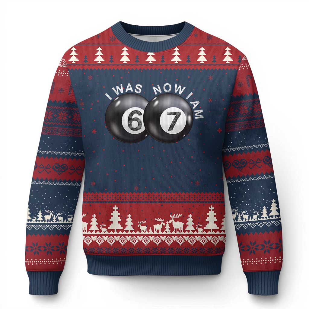 I Was 6 Now I'm 7 Ball Ugly Christmas Sweater Funny 67 Six Seven Meme TS14 Navy Red Print Your Wear