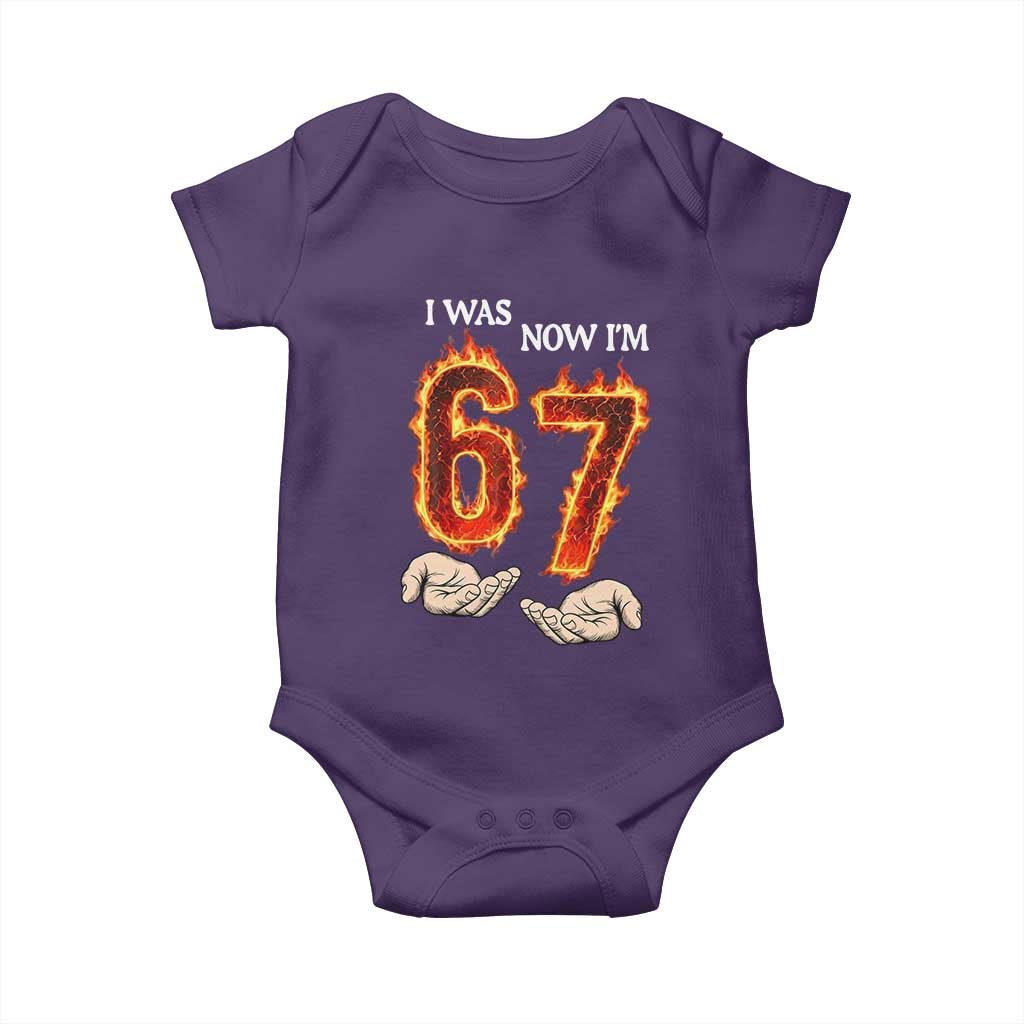 I Was 6 Now I'm 7 Birthday Baby Onesie Funny Six Seven Meme 67 Flame TS14 Purple Print Your Wear
