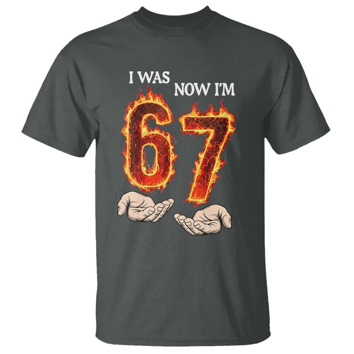 I Was 6 Now I'm 7 Birthday T Shirt Funny Six Seven Meme 67 Flame TS14 Dark Heather Print Your Wear