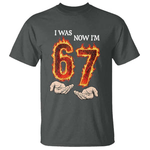 I Was 6 Now I'm 7 Birthday T Shirt Funny Six Seven Meme 67 Flame TS14 Dark Heather Print Your Wear