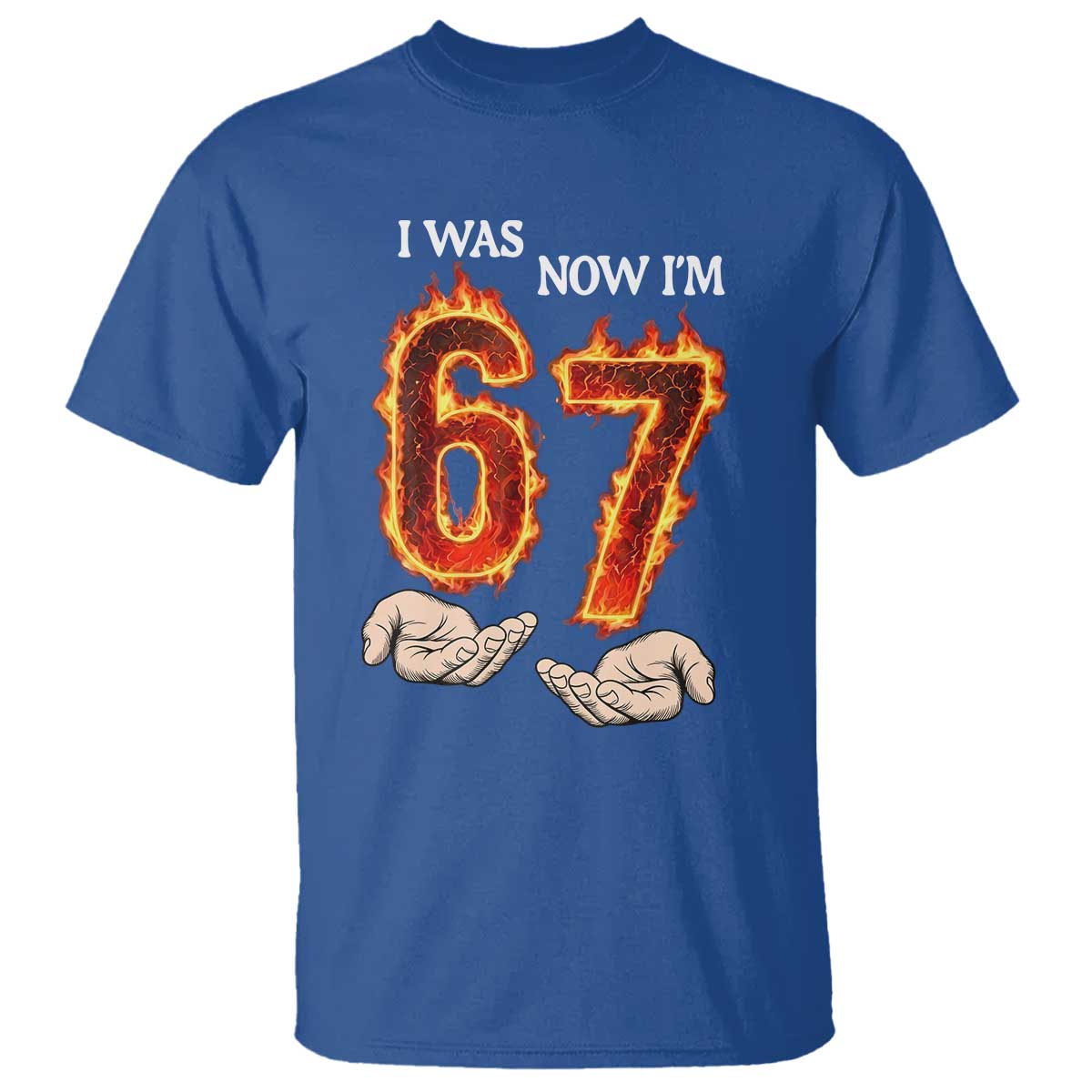 I Was 6 Now I'm 7 Birthday T Shirt Funny Six Seven Meme 67 Flame TS14 Royal Blue Print Your Wear