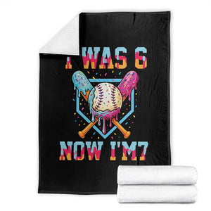 I Was 6 Now I'm 7 Throw Blanket Baseball Ice Cream Drip Number 67 Player 67th Birthday TS14 Black Print Your Wear