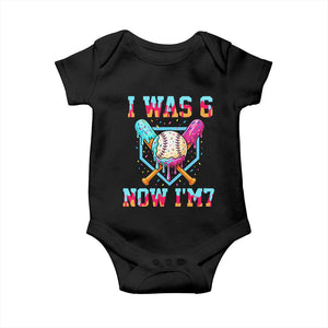 I Was 6 Now I'm 7 Baby Onesie Baseball Ice Cream Drip Number 67 Player 67th Birthday TS14 Black Print Your Wear
