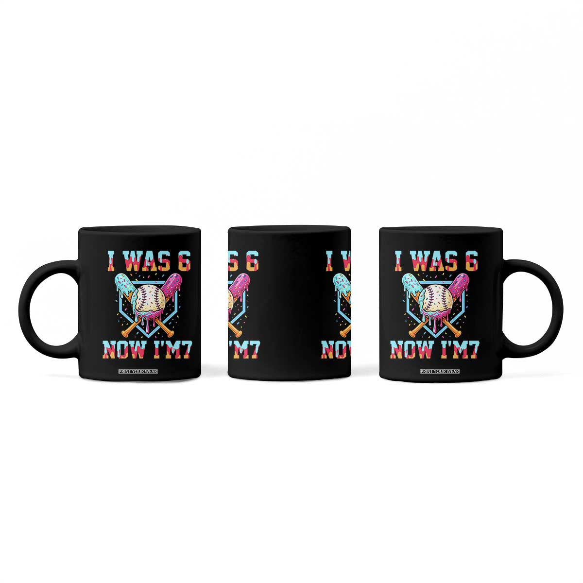 I Was 6 Now I'm 7 Coffee Mug Baseball Ice Cream Drip Number 67 Player 67th Birthday TS14 Print Your Wear