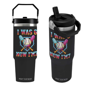 I Was 6 Now I'm 7 Flip Straw Tumbler Baseball Ice Cream Drip Number 67 Player 67th Birthday TS14 One Size: 30 oz Black Print Your Wear