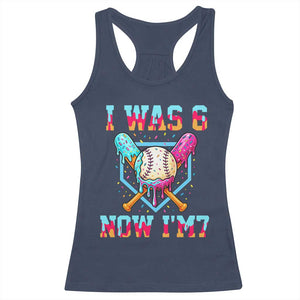 I Was 6 Now I'm 7 Racerback Tank Top Baseball Ice Cream Drip Number 67 Player 67th Birthday TS14 Navy Print Your Wear