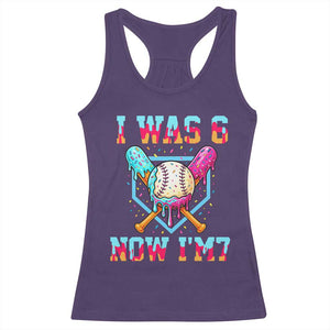 I Was 6 Now I'm 7 Racerback Tank Top Baseball Ice Cream Drip Number 67 Player 67th Birthday TS14 Purple Print Your Wear