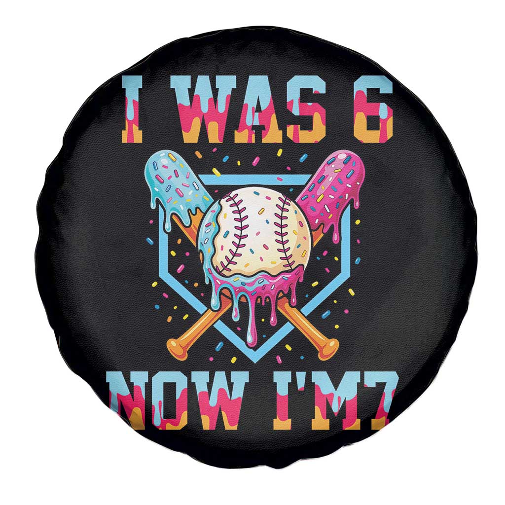 I Was 6 Now I'm 7 Spare Tire Cover Baseball Ice Cream Drip Number 67 Player 67th Birthday TS14 Print Your Wear