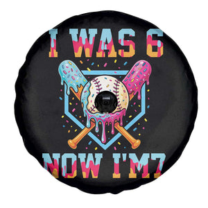 I Was 6 Now I'm 7 Spare Tire Cover Baseball Ice Cream Drip Number 67 Player 67th Birthday TS14 Print Your Wear