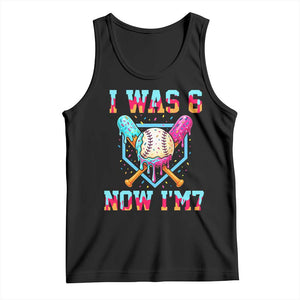 I Was 6 Now I'm 7 Tank Top Baseball Ice Cream Drip Number 67 Player 67th Birthday TS14 Black Print Your Wear
