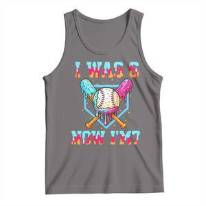 I Was 6 Now I'm 7 Tank Top Baseball Ice Cream Drip Number 67 Player 67th Birthday TS14 Deep Heather Print Your Wear