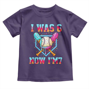 I Was 6 Now I'm 7 Toddler T Shirt Baseball Ice Cream Drip Number 67 Player 67th Birthday TS14 Purple Print Your Wear