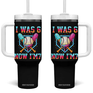 I Was 6 Now I'm 7 Tumbler With Handle Baseball Ice Cream Drip Number 67 Player 67th Birthday TS14 One Size: 40 oz Black Print Your Wear