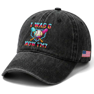 I Was 6 Now I'm 7 Washed Cotton Baseball Cap Baseball Ice Cream Drip Number 67 Player 67th Birthday