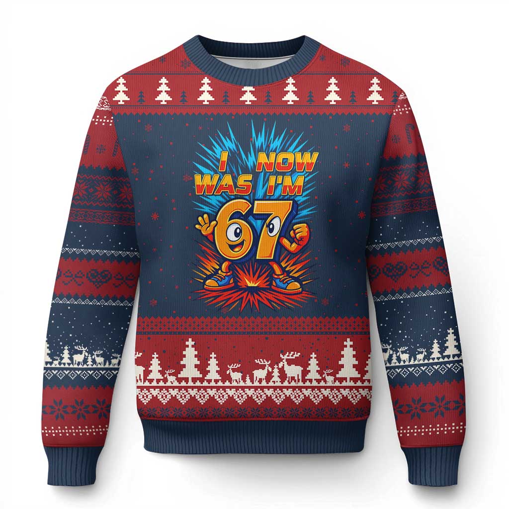 I Was 6 Now I'm 7 Italian Brainrot Meme Gift for Boy Kid Ugly Christmas Sweater TS14 Navy Red Print Your Wear