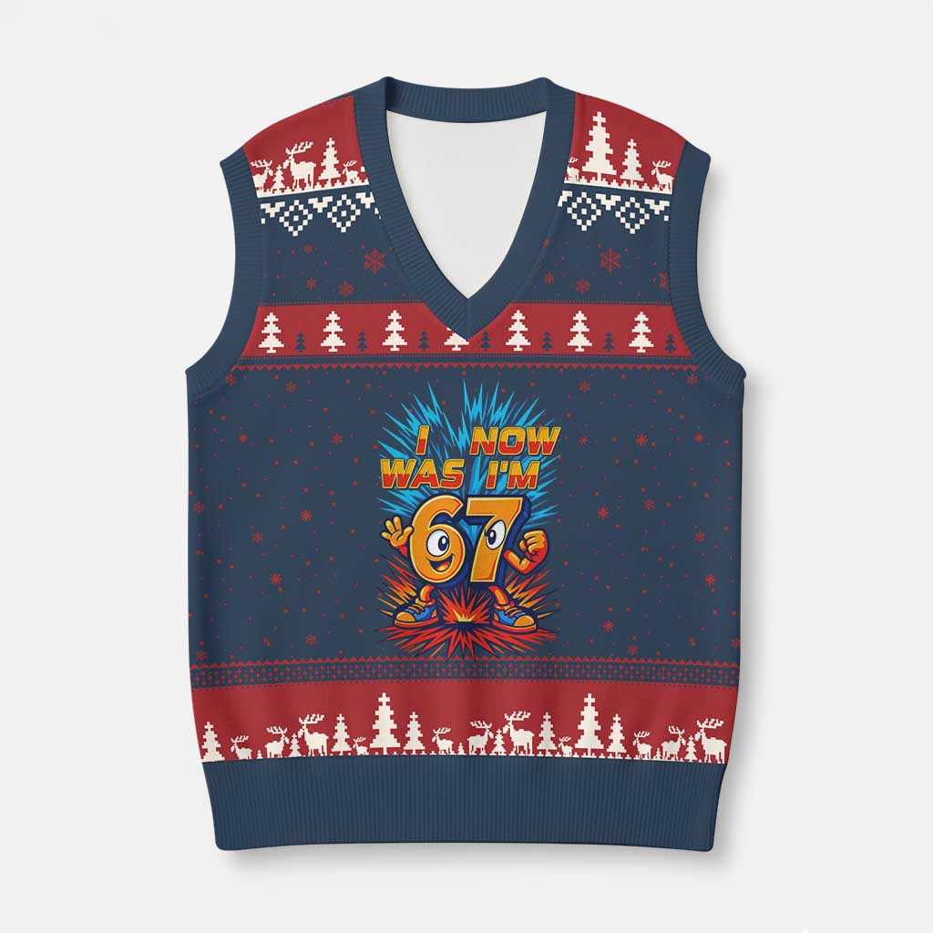 I Was 6 Now I'm 7 Italian Brainrot Meme Gift for Boy Kid V-Neck Knit Sweater Vest TS14 Navy Red Print Your Wear