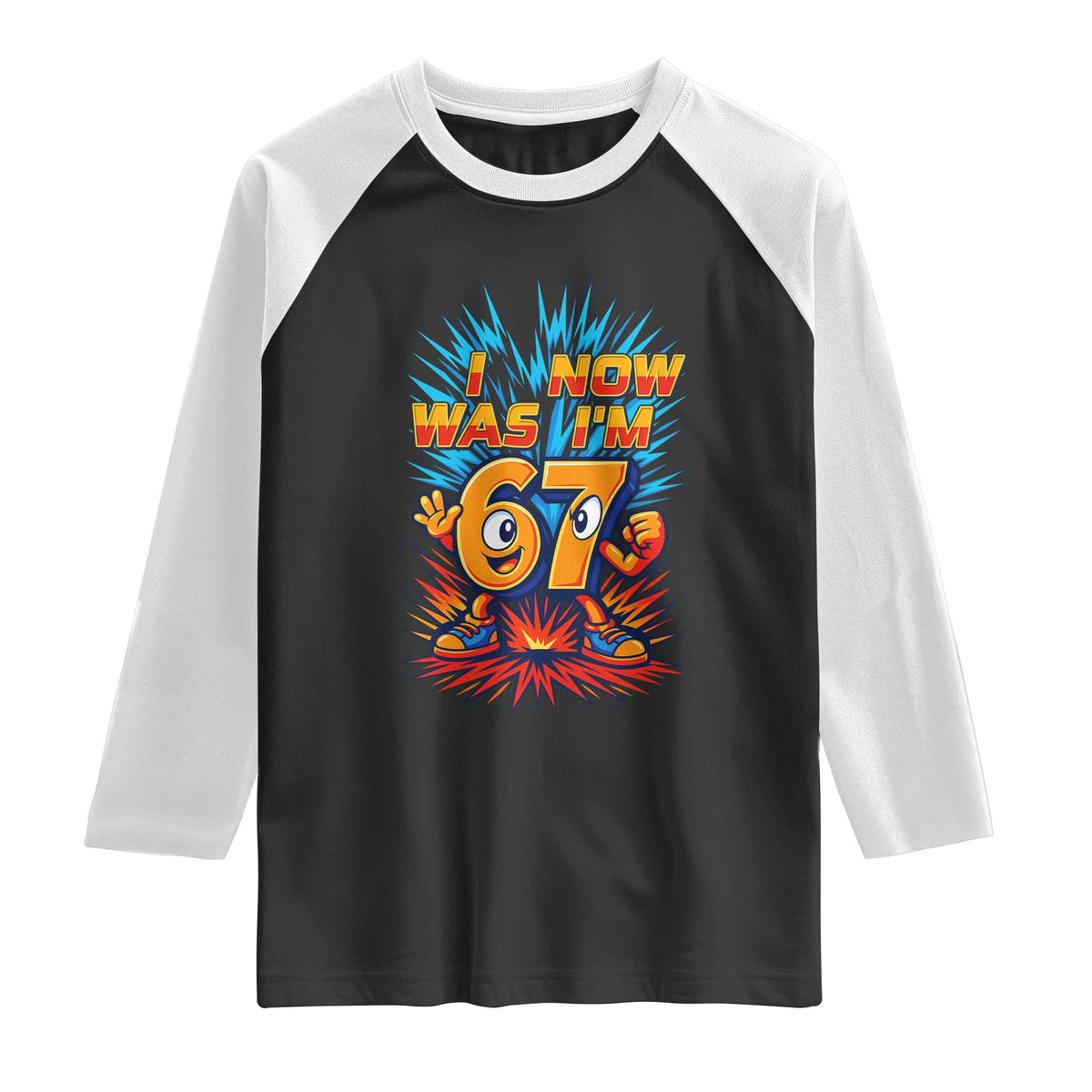I Was 6 Now I'm 7 Italian Brainrot Meme Gift for Boy Kid Raglan Shirt TS14 Black White Print Your Wear