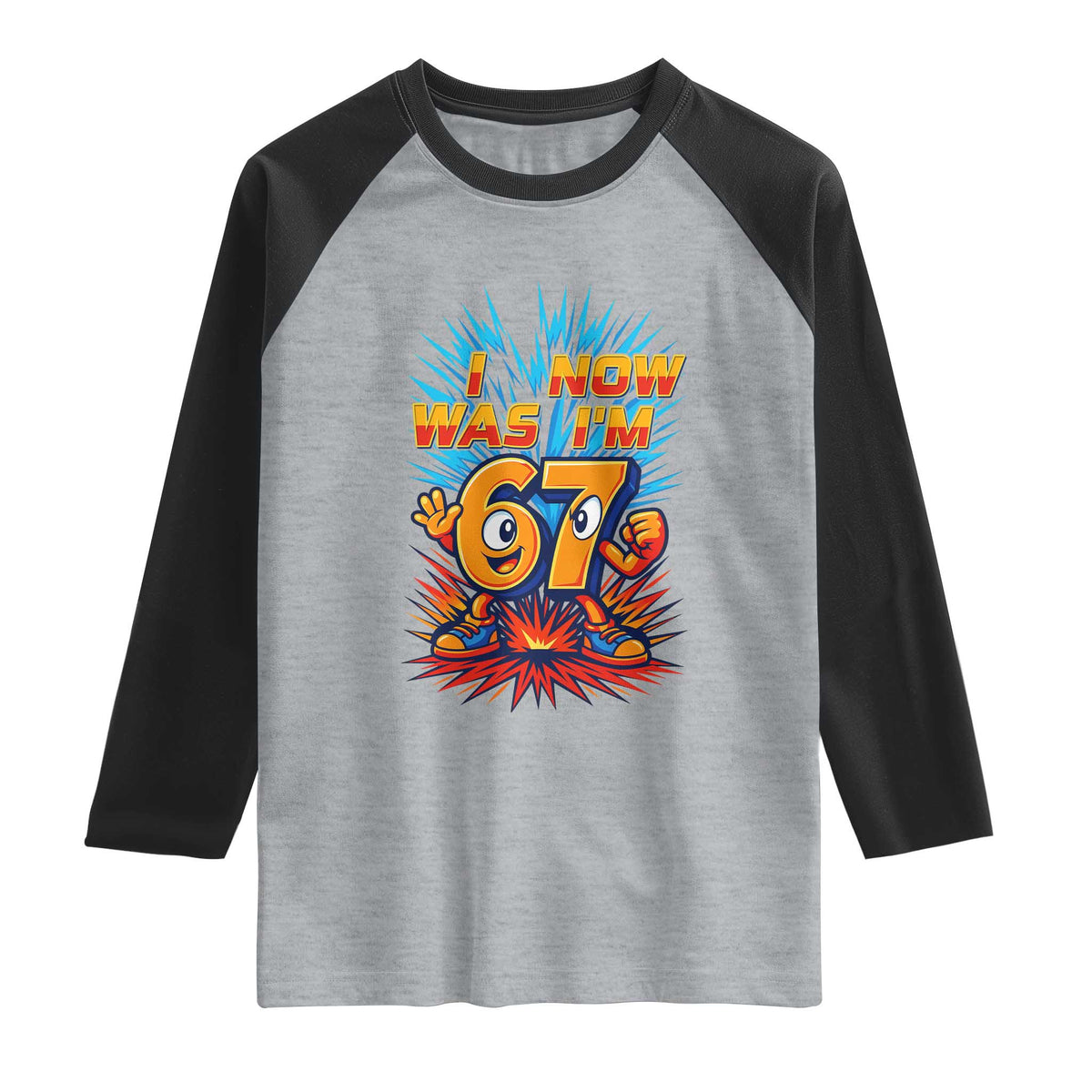 I Was 6 Now I'm 7 Italian Brainrot Meme Gift for Boy Kid Raglan Shirt TS14 Heather Gray Black Print Your Wear