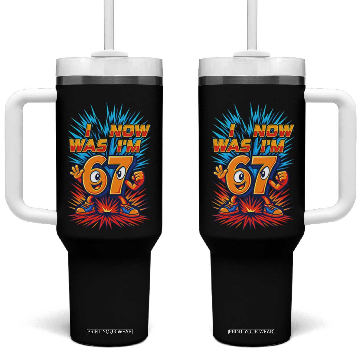 I Was 6 Now I'm 7 Italian Brainrot Meme Gift for Boy Kid Tumbler With Handle TS14 One Size: 40 oz Black Print Your Wear