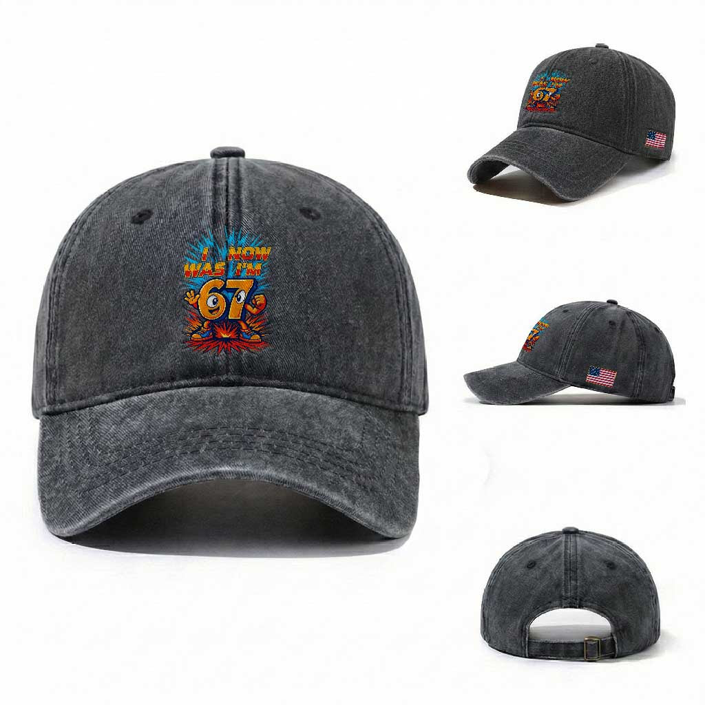 I Was 6 Now I'm 7 Italian Brainrot Meme Gift for Boy Kid Washed Cotton Baseball Cap