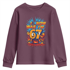 I Was 6 Now I'm 7 Italian Brainrot Meme Gift for Boy Kid Youth Sweatshirt TS14 Maroon Print Your Wear