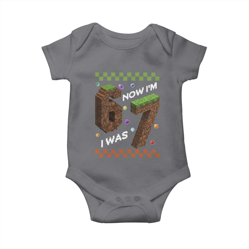 7th Birthday I Was 6 Now Im 7 Baby Onesie Unlocked 67 Boys Kids Youth TS14 Charcoal Print Your Wear