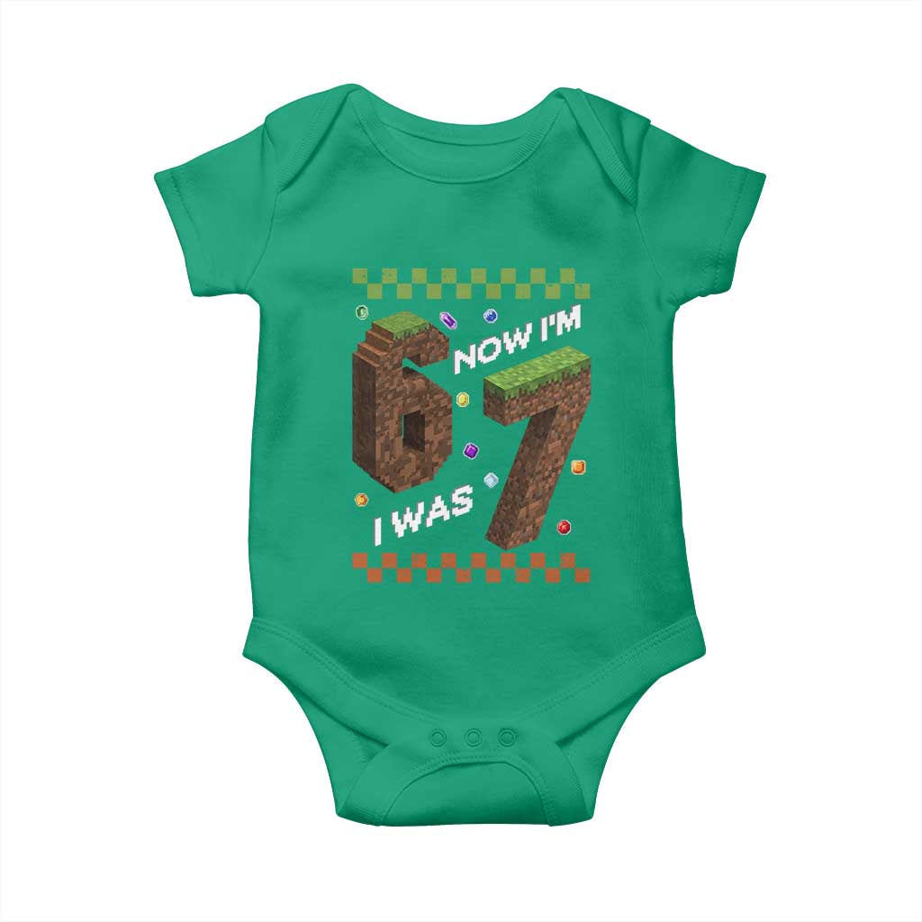 7th Birthday I Was 6 Now Im 7 Baby Onesie Unlocked 67 Boys Kids Youth TS14 Irish Green Print Your Wear