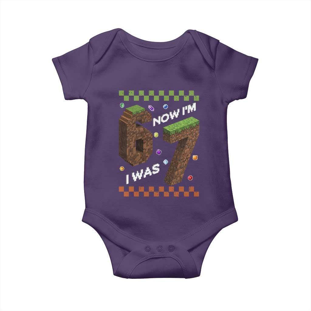 7th Birthday I Was 6 Now Im 7 Baby Onesie Unlocked 67 Boys Kids Youth TS14 Purple Print Your Wear
