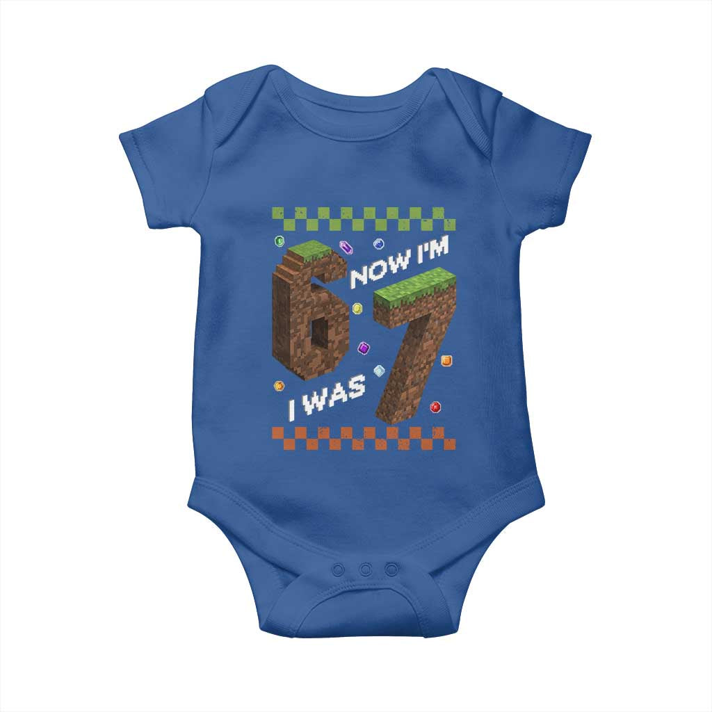7th Birthday I Was 6 Now Im 7 Baby Onesie Unlocked 67 Boys Kids Youth TS14 Royal Blue Print Your Wear