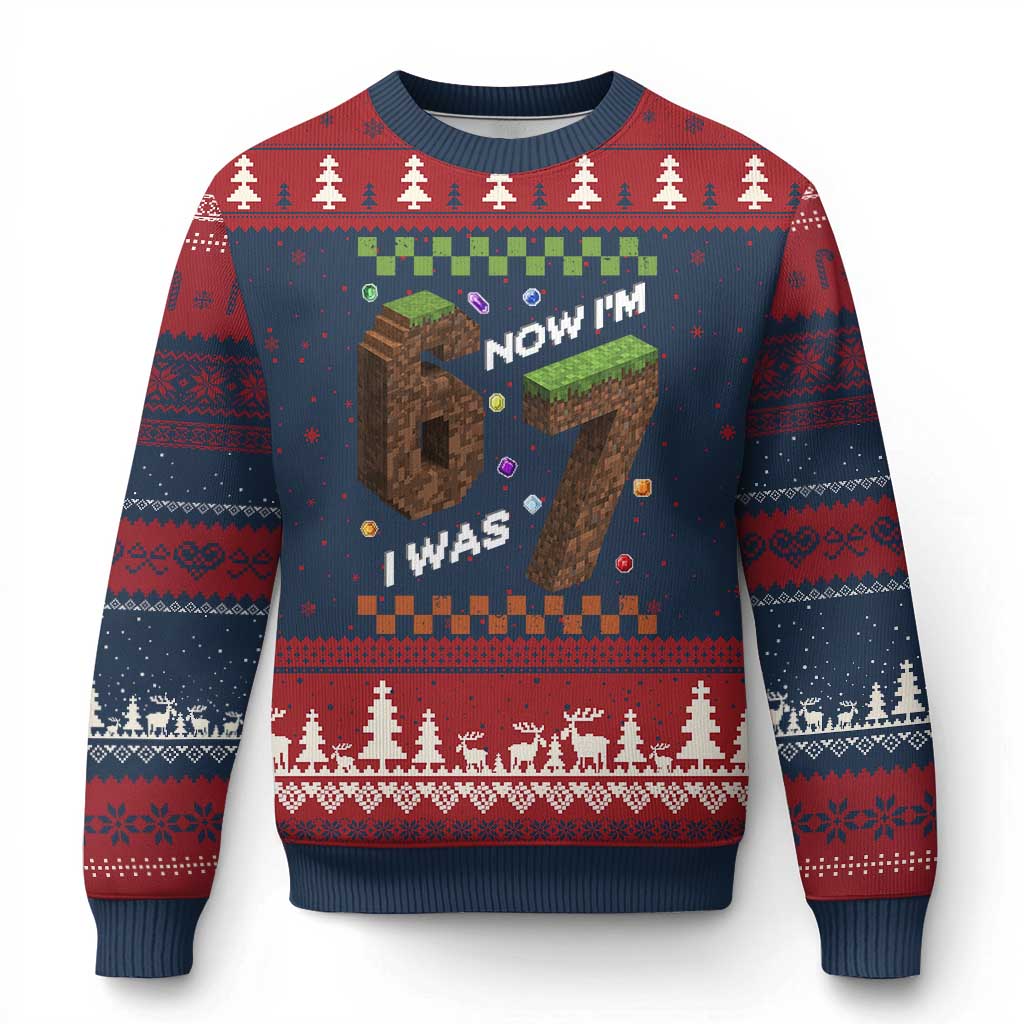 7th Birthday I Was 6 Now Im 7 Ugly Christmas Sweater Unlocked 67 Boys Kids Youth TS14 Navy Red Print Your Wear