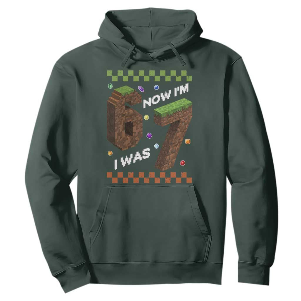 7th Birthday I Was 6 Now Im 7 Hoodie Unlocked 67 Boys Kids Youth TS14 Dark Forest Green Print Your Wear