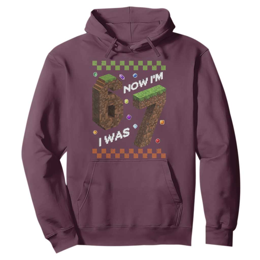 7th Birthday I Was 6 Now Im 7 Hoodie Unlocked 67 Boys Kids Youth TS14 Maroon Print Your Wear