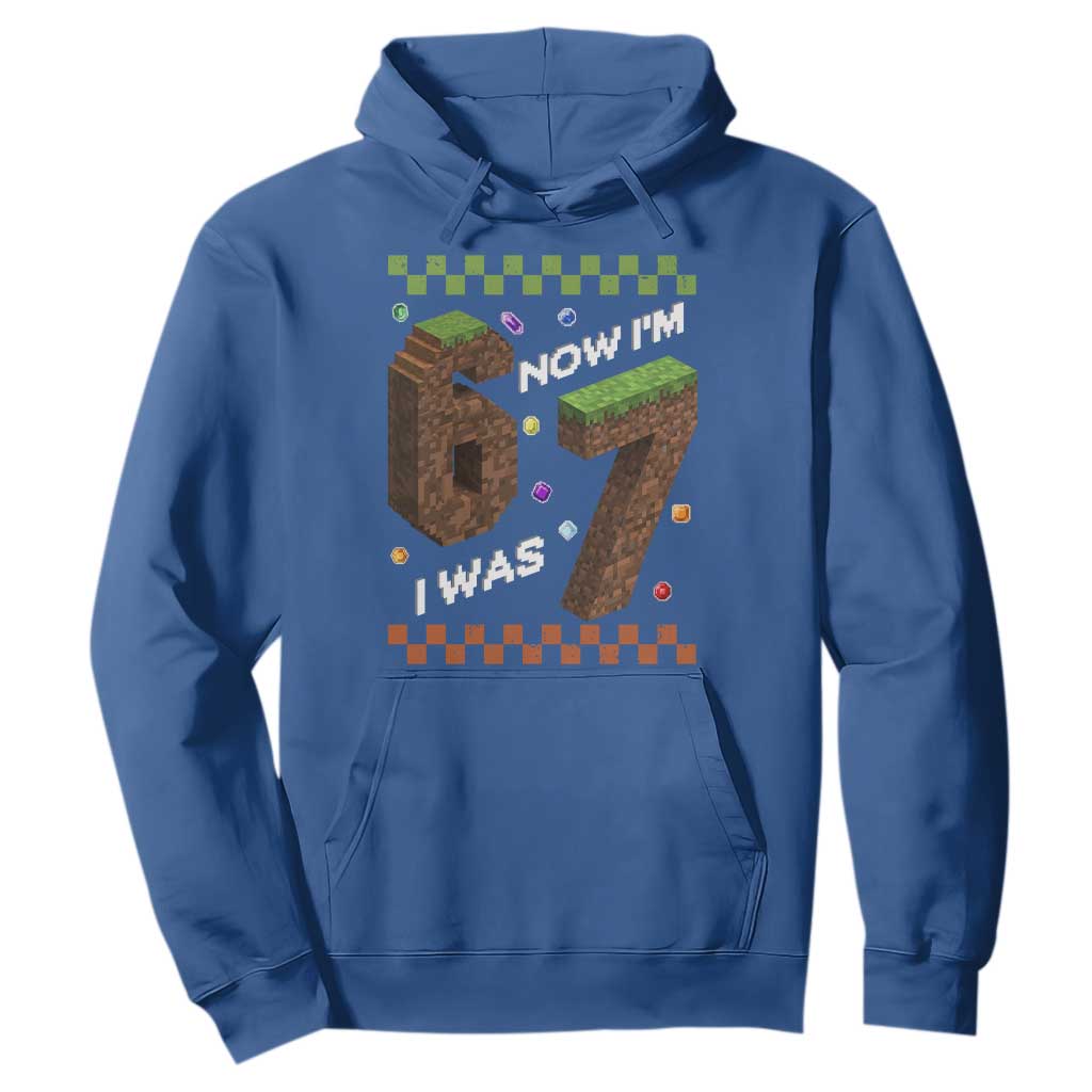 7th Birthday I Was 6 Now Im 7 Hoodie Unlocked 67 Boys Kids Youth TS14 Royal Blue Print Your Wear