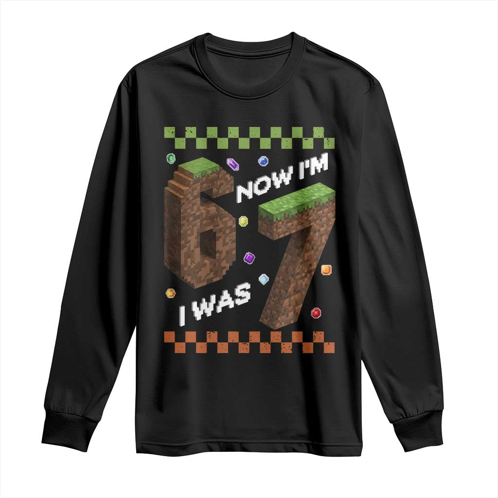 7th Birthday I Was 6 Now Im 7 Long Sleeve Shirt Unlocked 67 Boys Kids Youth TS14 Black Print Your Wear