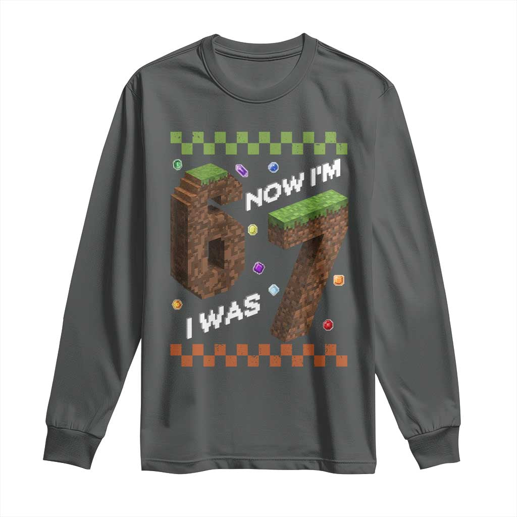 7th Birthday I Was 6 Now Im 7 Long Sleeve Shirt Unlocked 67 Boys Kids Youth TS14 Dark Heather Print Your Wear